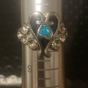 Silver and turquoise Heart Ring 8